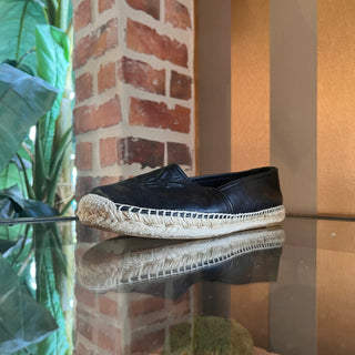Saint Laurent YSL Black Lambskin Leather Espadrilles SZ 40 (US 10)