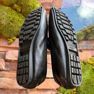 FERRAGAMO Mens Black Leather Loafers SZ 10