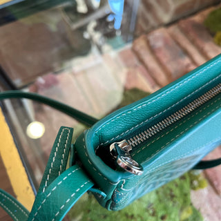 GOYARD Hirondelle Half Moon Green Goyardine Canvas Chevroches Calfskin Crossbody