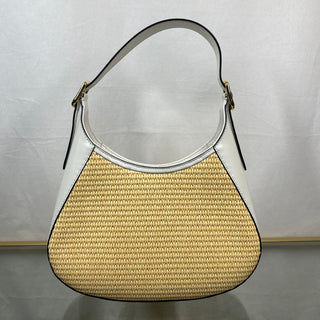 PRADA Cleo Raffia Woven White Shoulder Bag