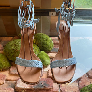 BOTTEGA Intrecciato Blue Leather Heels SZ 38.5 (US 8.5)