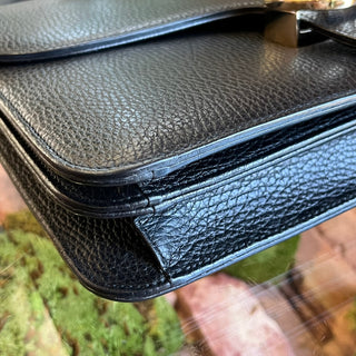 GUCCI Medium Black Interlocking G Dollar Calfskin Leather Shoulder Bag