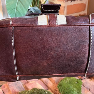 PRADA Buckle Striped Brown Shoulder Bag