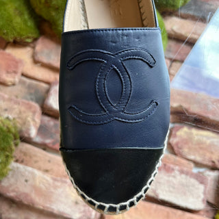 CHANEL CC Blue Leather Espadrilles SZ 36 (US 6)