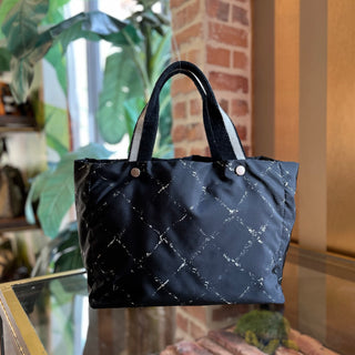 CHANEL Black Nylon Printed Quilt Tote