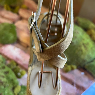 HERMÈS Catalya Vert Toundra Suede Goatskin Espadrille Sandals SZ 39 (US 9)