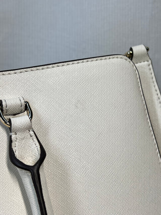 TORY BURCH Emerson White Leather Zip Tote Bag