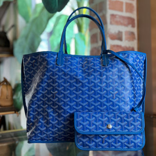 GOYARD Anjou PM Blue Goyardine Canvas Reversible Tote