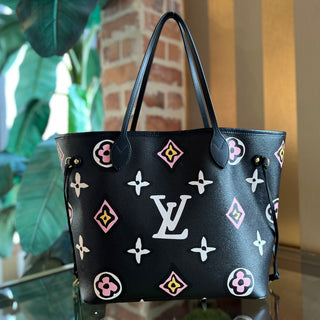 LOUIS VUITTON Neverfull MM Wild At Heart Black Canvas Tote
