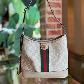 GUCCI Ophidia Small Beige White GG Supreme Canvas Shoulder Bag