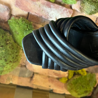 TORY BURCH Kira Black Quilted Leather Sandals Heels SZ8