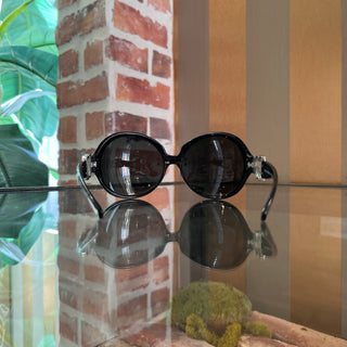 DOLCE&GABBANA 6030B Black Acetate DG Crystal Round Sunglasses