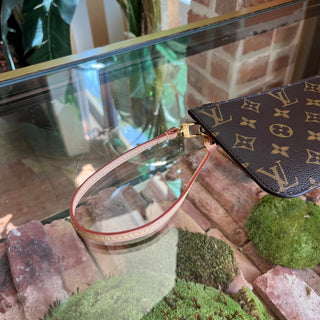 LOUIS VUITTON Neverfull PM Pochette Brown Monogram Canvas Clutch Bag