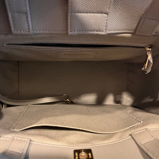 CHANEL Business Affinity Small Gray Caviar Tote Bag