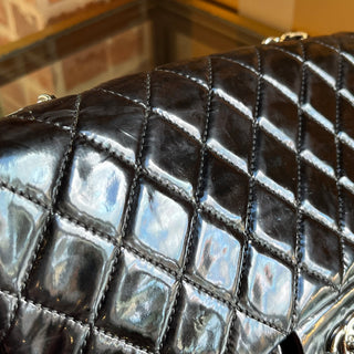 CHANEL Black Patent Leather Single Flap Shoulder Bag DIA316