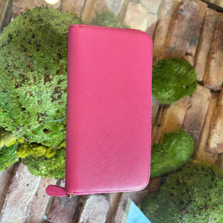 PRADA Pink Saffiano Leather Continental Wallet