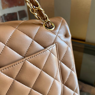 CHANEL Classic Jumbo Double Flap Camel Quilted Lambskin Shoulder Bag