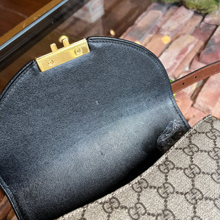 GUCCI Small Padlock GG Supreme Monogram Calfskin Messenger Shoulder Bag