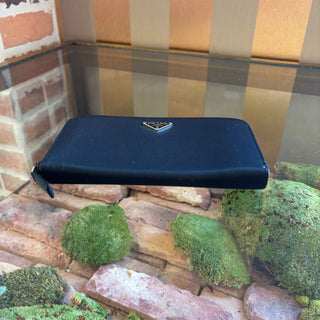 PRADA Black Nylon Zip Around Wallet