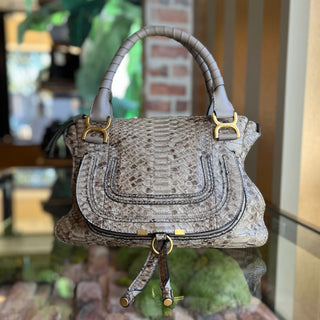 CHLOE Marcie Double Python Skin Leather Handbag