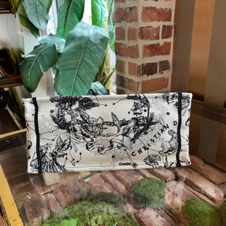 DIOR Book Tote White Black Dior Zodiac Embroidery Tote