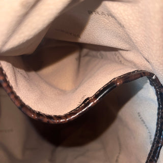 BRAHMIN Amelia Bucket Dark Brown Melbourne Croc Embossed Leather Bucket Bag