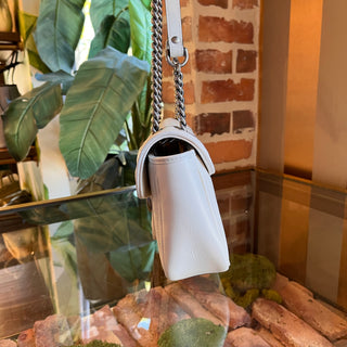 GUCCI Aria Small White Calfskin Matelasse GG Marmont Shoulder Bag