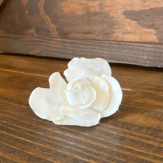 CHANEL Camellia White Fabric Pin Brooch