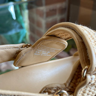 TORY BURCH Kira Sport Sandal Beige Raffia Strappy Slides SZ9.5