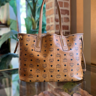 MCM Liz Reversible Cognac Visetos Monogram Canvas Tote