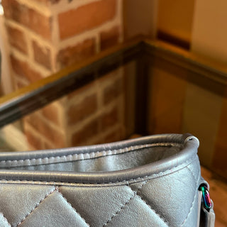 CHANEL Small Gabrielle Blue Iridescent Quilted Calfskin Leather Hobo Bag