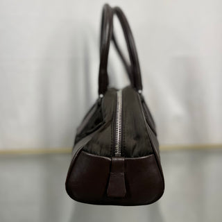 PRADA Cinghiale Bowler Mini Brown Nylon Leather Satchel Bag