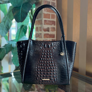 BRAHMIN Bailee Brown Melbourne Croc Embossed Leather Tote Bag