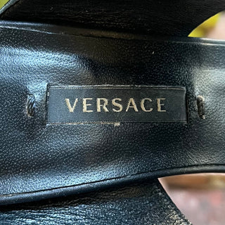 VERSACE Virtus V Black Leather Heels SZ 36 (US 6)