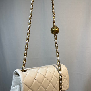 CHANEL White Quilted Mini Pearl Crush Flap Crossbody