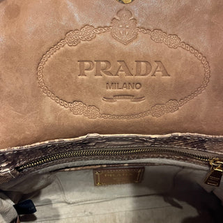 PRADA Pitone Delave Flap Beige Snakeskin Shoulder Bag