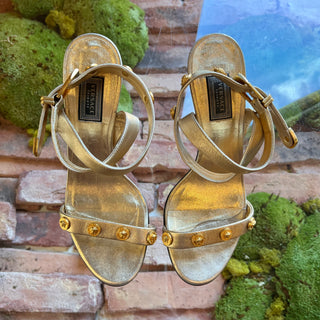 VERSACE Metallic Gold Leather Medusa Heels SZ 36 (US 6)