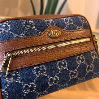 GUCCI Small Ophidia GG Denim Blue Crossbody