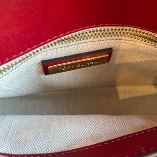 TORY BURCH Britten Red Smooth Glazed Leather Crossbody