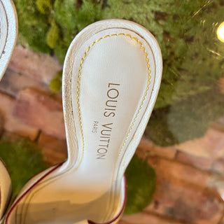 LOUIS VUITTON Suhali White Leather Studded Heels SZ38(8US)