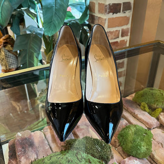 CHRISTIAN LOUBOUTIN Black Pigalle 85MM Patent Leather Pump SZ 40