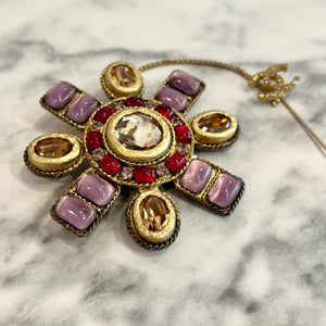 CHANEL Vintage Gripoix Brooch with CC Pin
