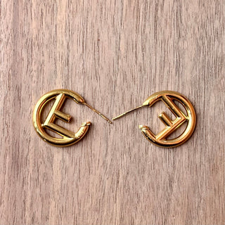 FENDI Gold Metal FF Hoop Earrings