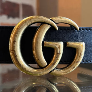 GUCCI Black Leather Marmont Belt SZ 90/36