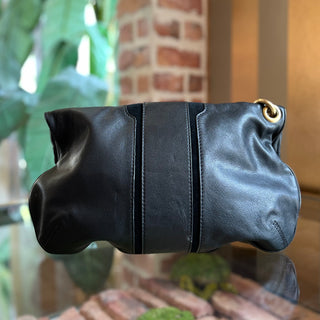 JIMMY CHOO Foldover Carry Black Mave Leather Clutch