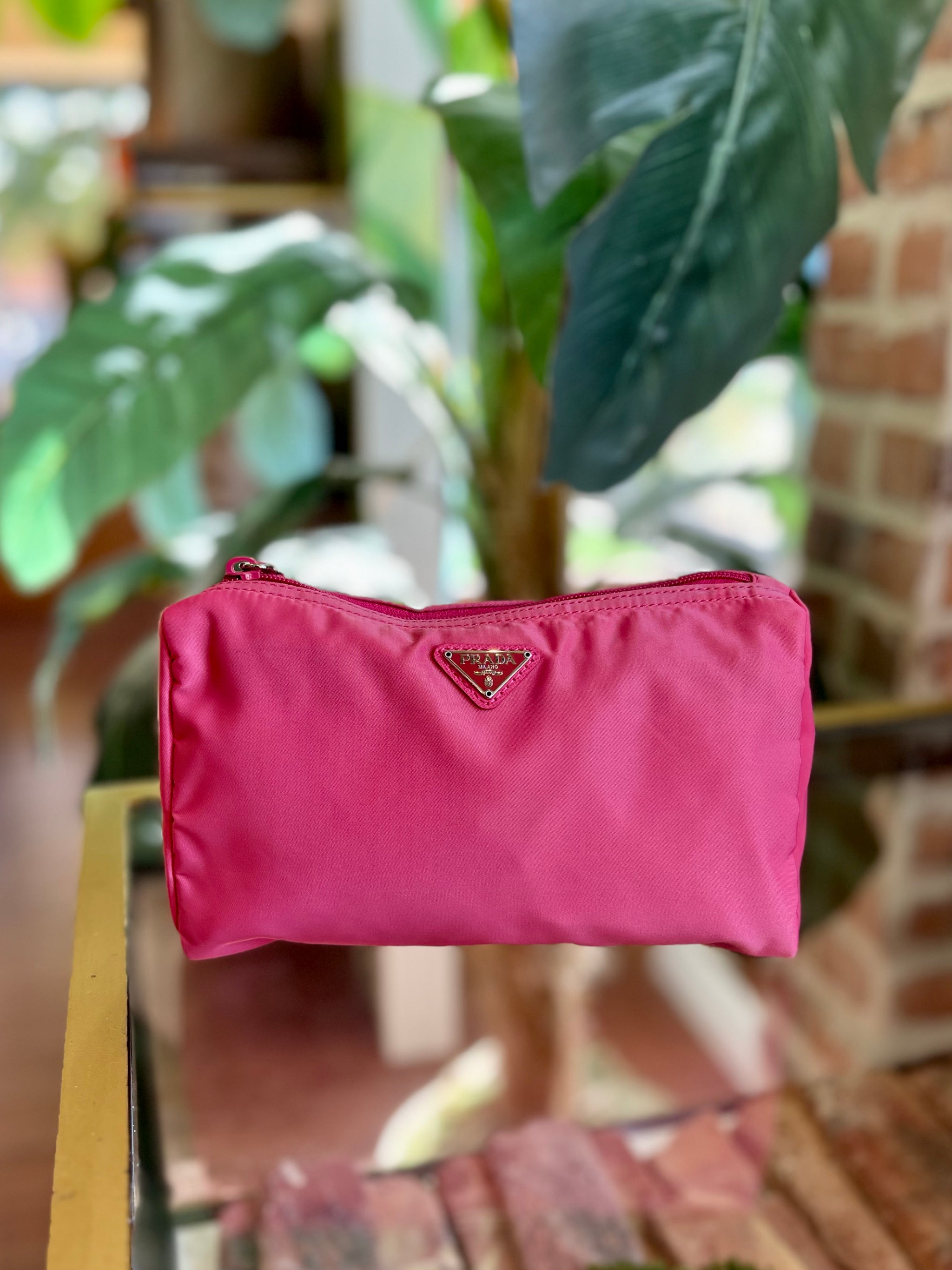 Versace Light Pink Nylon Pouch Shoulder Bag