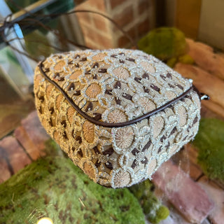 PRADA Mini Beige Metallic Brocade Evening Bag