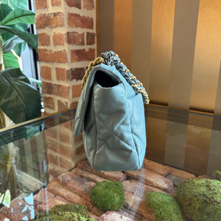 CHANEL 19 Large Blue Seafoam