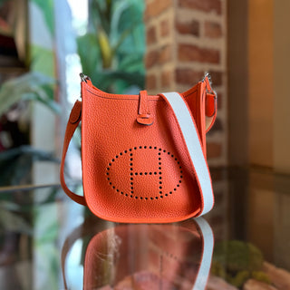 HERMES TPM Evelyne Orange Clemence Leather Crossbody
