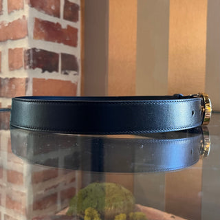 GUCCI Interlocking G Two Tone Buckle Black Leather Belt SZ 75/30